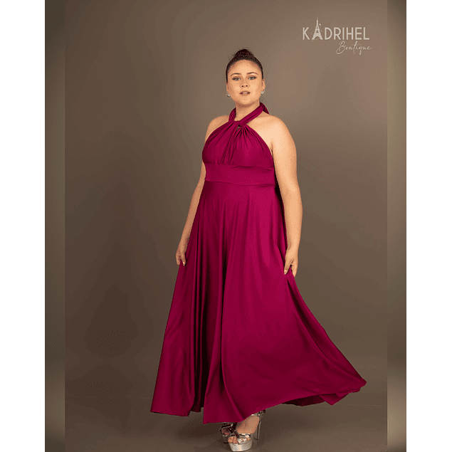 Vestidos Multiforma Largo con Abertura, Damas de honor,Vestido Multiuso, MAGENTA, Kadrihel.