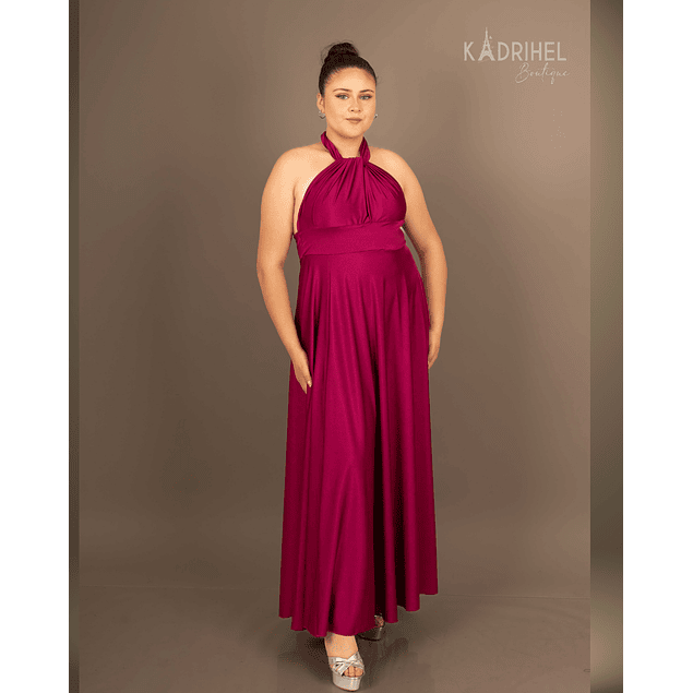 Vestidos Multiforma Largo con Abertura, Damas de honor,Vestido Multiuso, MAGENTA, Kadrihel.