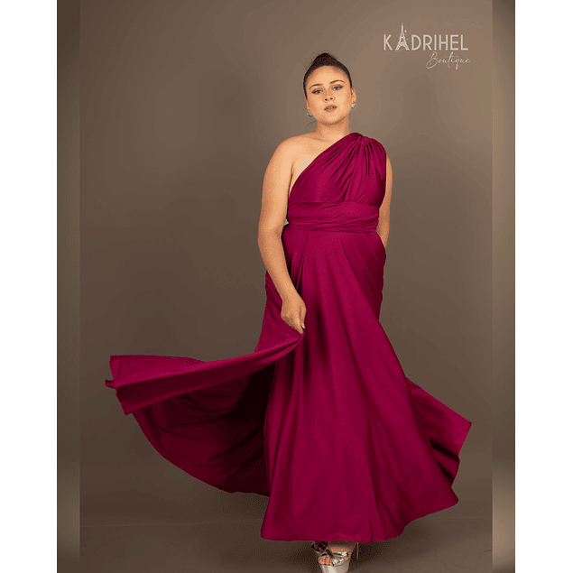 Vestidos Multiforma Largo con Abertura, Damas de honor,Vestido Multiuso, MAGENTA, Kadrihel.