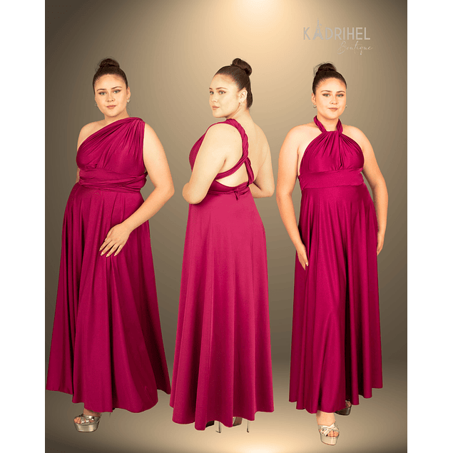 Vestidos Multiforma Largo con Abertura, Damas de honor,Vestido Multiuso, MAGENTA, Kadrihel.