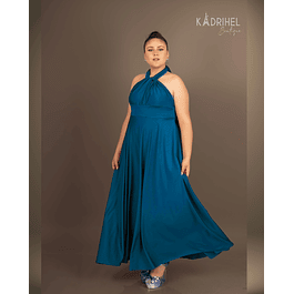 Vestidos Multiforma Largo con Abertura, Damas de honor, Vestido Multiuso, AZUL PETROLEO, Kadrihel.