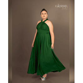 Vestidos Multiforma Largo con Abertura, Damas de honor, Vestido Multiuso, VERDE, Kadrihel.
