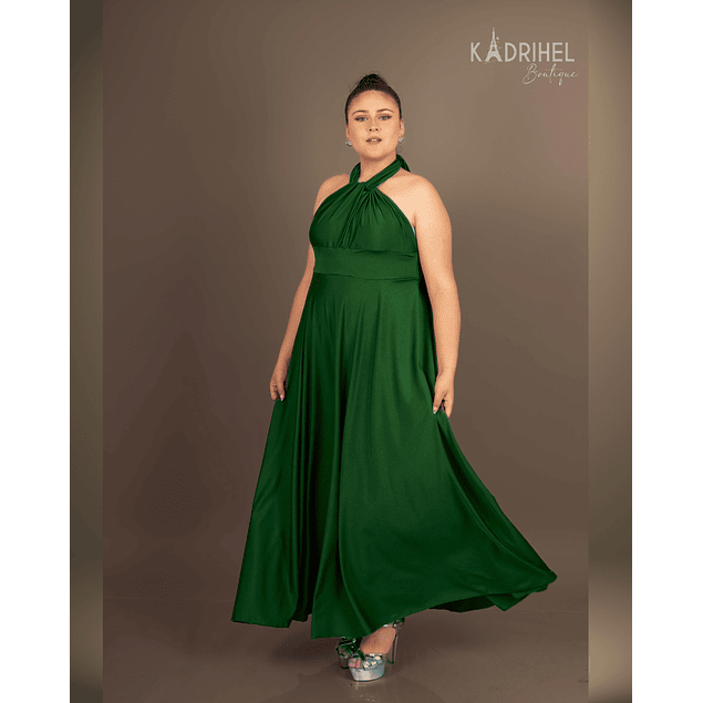 Vestidos Multiforma Largo con Abertura, Damas de honor, Vestido Multiuso, VERDE, Kadrihel.