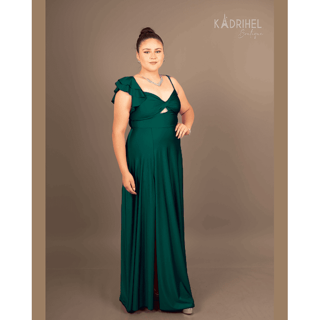 VESTIDO LARGO  IDEAL PARA GALA GRADUACION FIESTA TITULACION. MODELO V102 VERDE