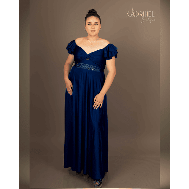 VESTIDO LARGO IDEAL PARA GALA GRADUACION FIESTA TITULACION MODELO V106 AZUL MARINO