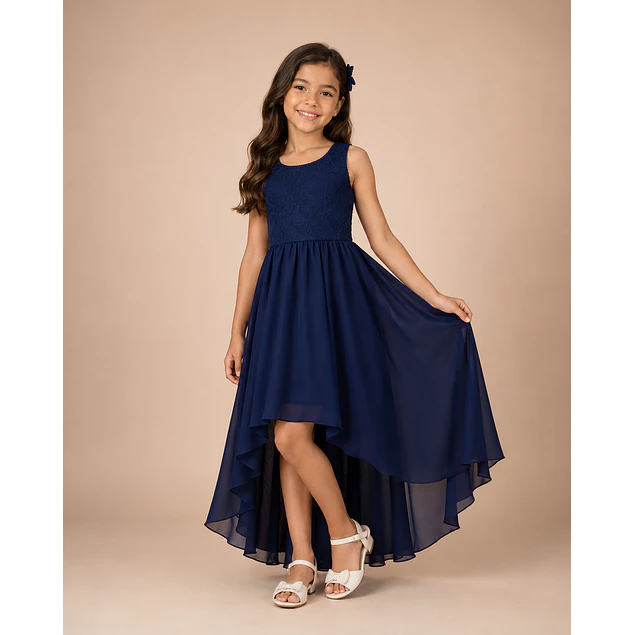 Vestido De Niña Asimétrico Ideal Para Fiesta Gala Matrimonio Kadrihel Modelo N040