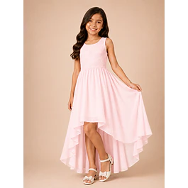Vestido De Niña Asimétrico Ideal Para Fiesta Gala Matrimonio Kadrihel Modelo N040