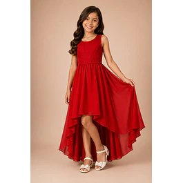 Vestido De Niña Asimétrico Ideal Para Fiesta Gala Matrimonio Kadrihel Modelo N040