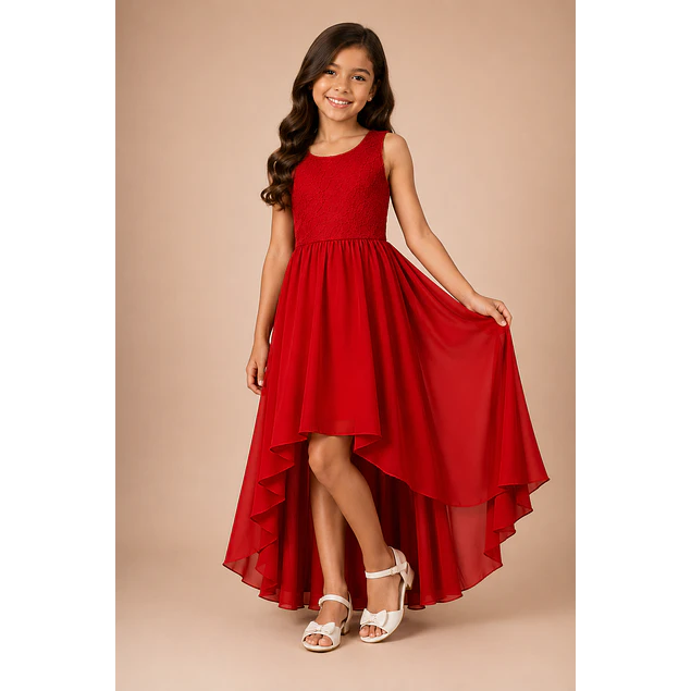 Vestido De Niña Asimétrico Ideal Para Fiesta Gala Matrimonio Kadrihel Modelo N040