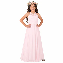 Vestido Largo de Niña Tipo Princesa Ideal Para Fiesta Bautizo Comunión Matrimonio  Kadrihel Modelo N017