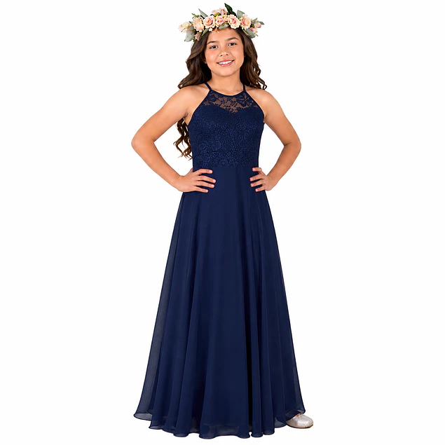 Vestido Largo de Niña Tipo Princesa Ideal Para Fiesta Gala Matrimonio kadrihel Modelo N017