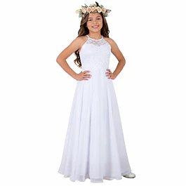 Vestido De Niña Largo Ideal Para Bautizo Comunión Matrimonios Fiesta. Modelo N017 