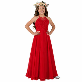 Vestido Largo De Niña Falda de Gasa Ideal Para Fiesta Gala Matrimonio Bautizo. Modelo N017