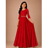 Vestido Largo de Niña Gasa Ideal Para Fiesta Bautizo Comunión Matrimonio Kadrihel Modelo N014