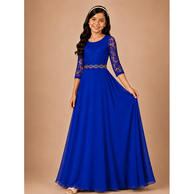 Vestido Largo de Niña Juvenil Ideal Para Cumpleaños Fiesta Gala Matrimonio N014 