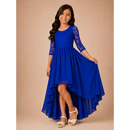 Vestido De Niña Asimétrico Ideal Para Fiesta Gala Matrimonio Kadrihel Modelo N045