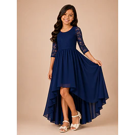 Vestido De Niña Asimétrico Ideal Para Fiesta Gala Matrimonio Kadrihel Modelo N045