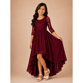 Vestido De Niña Asimétrico Ideal Para Fiesta Gala Matrimonio Kadrihel Modelo N045