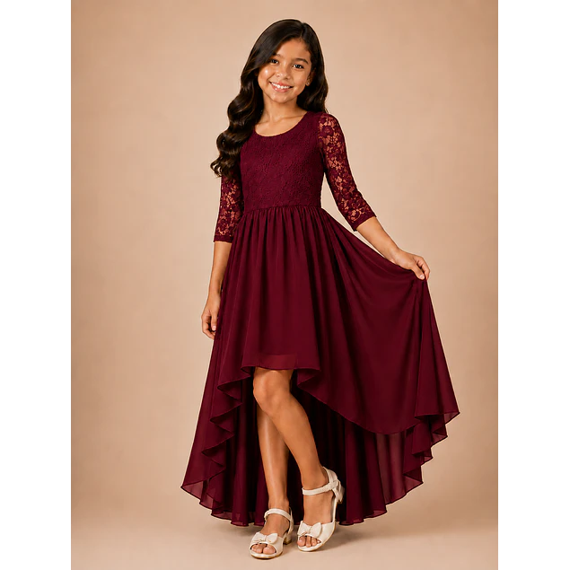 Vestido De Niña Asimétrico Ideal Para Fiesta Gala Matrimonio Kadrihel Modelo N045