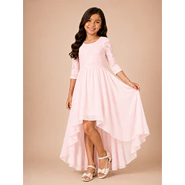 Vestido De Niña Asimétrico Ideal Para Fiesta Gala Matrimonio Kadrihel Modelo N045