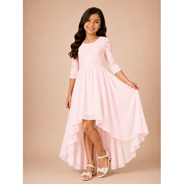 Vestido De Niña Asimétrico Ideal Para Fiesta Gala Matrimonio Kadrihel Modelo N045