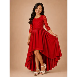 Vestido De Niña Asimétrico Ideal Para Fiesta Gala Matrimonio Kadrihel Modelo N045