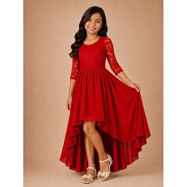 Vestido De Niña Asimétrico Ideal Para Fiesta Gala Matrimonio Kadrihel Modelo N045