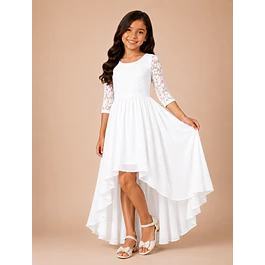 Vestido De Niña Asimétrico Ideal Para Fiesta Gala Matrimonio Kadrihel Modelo N045