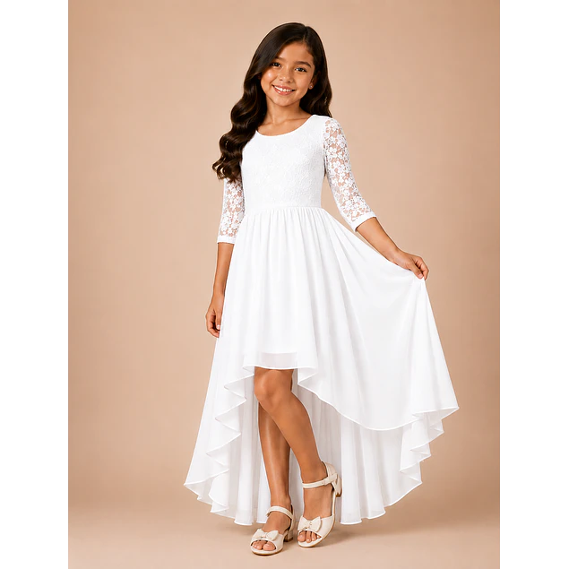Vestido De Niña Asimétrico Ideal Para Fiesta Gala Matrimonio Kadrihel Modelo N045