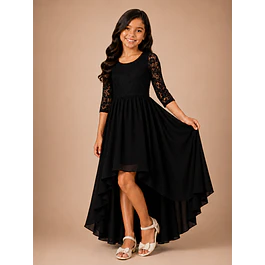 Vestido De Niña Asimétrico Ideal Para Fiesta Gala Matrimonio Kadrihel Modelo N045