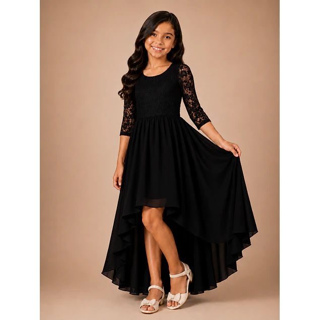 Vestido De Niña Asimétrico Ideal Para Fiesta Gala Matrimonio Kadrihel Modelo N045