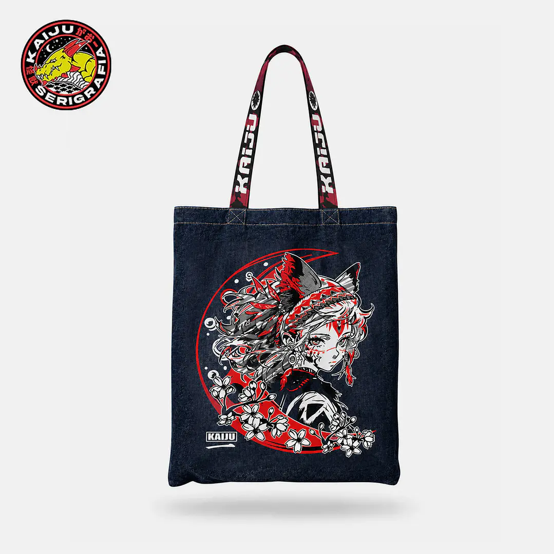 Kitsune - Asian Kaiju - Totebag Denim 1