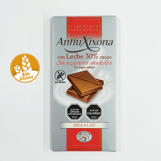 Chocolate de leche cremoso 30% cacao, sin azúcar - SIN GLUTEN