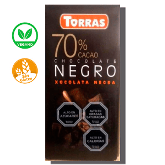 Chocolate TORRAS, 70% cacao negro - SIN GLUTEN