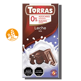 Chocolate TORRAS, negro con leche, 0% azúcar - SIN GLUTEN