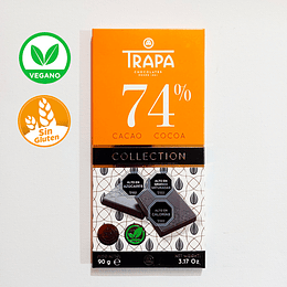 Chocolate TRAPA, 74% cacao - SIN GLUTEN – VEGANO