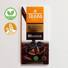 Chocolate TRAPA, 80% cacao, negro, 0% azúcar - SIN GLUTEN - VEGANO