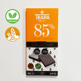 Chocolate TRAPA, 85% cacao - SIN GLUTEN – VEGANO