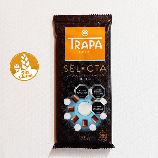 Chocolate TRAPA, negro con leche, selecta - SIN GLUTEN