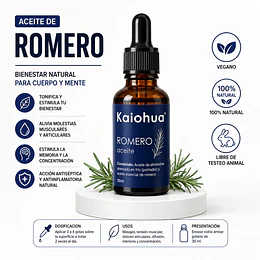 Aceite de Romero con aceite portador (Almendras) 30 ml.