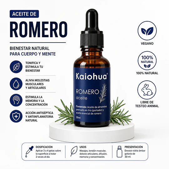 Aceite de Romero con aceite portador (Almendras) 30 ml.