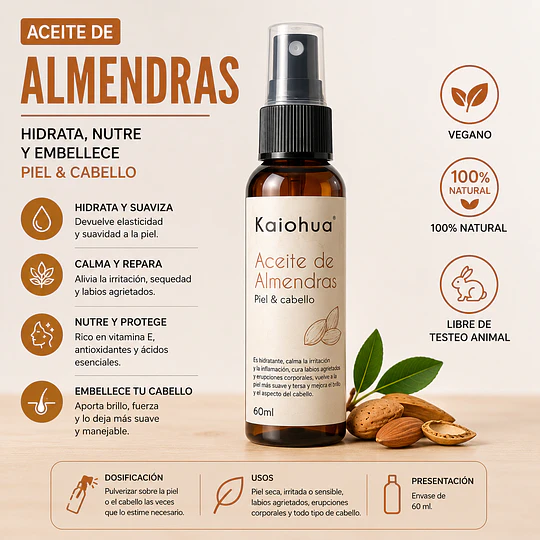 Aceite de Almendras (Prensado en frío), 60 ml.