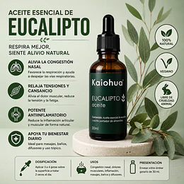 Aceite de Eucaliptus con aceite portador (almendras) 30 ml.