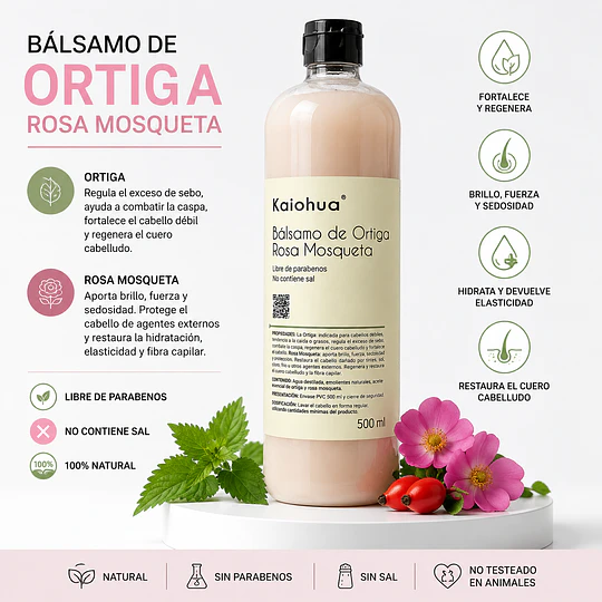 Bálsamo de Ortiga, Rosa Mosqueta (500 ml).