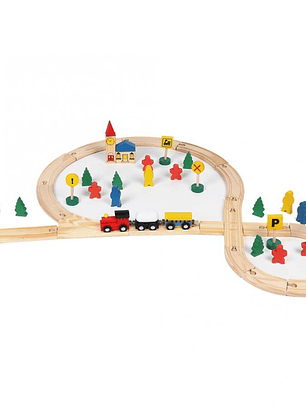 Tren con Riel Armable Juguete de Madera