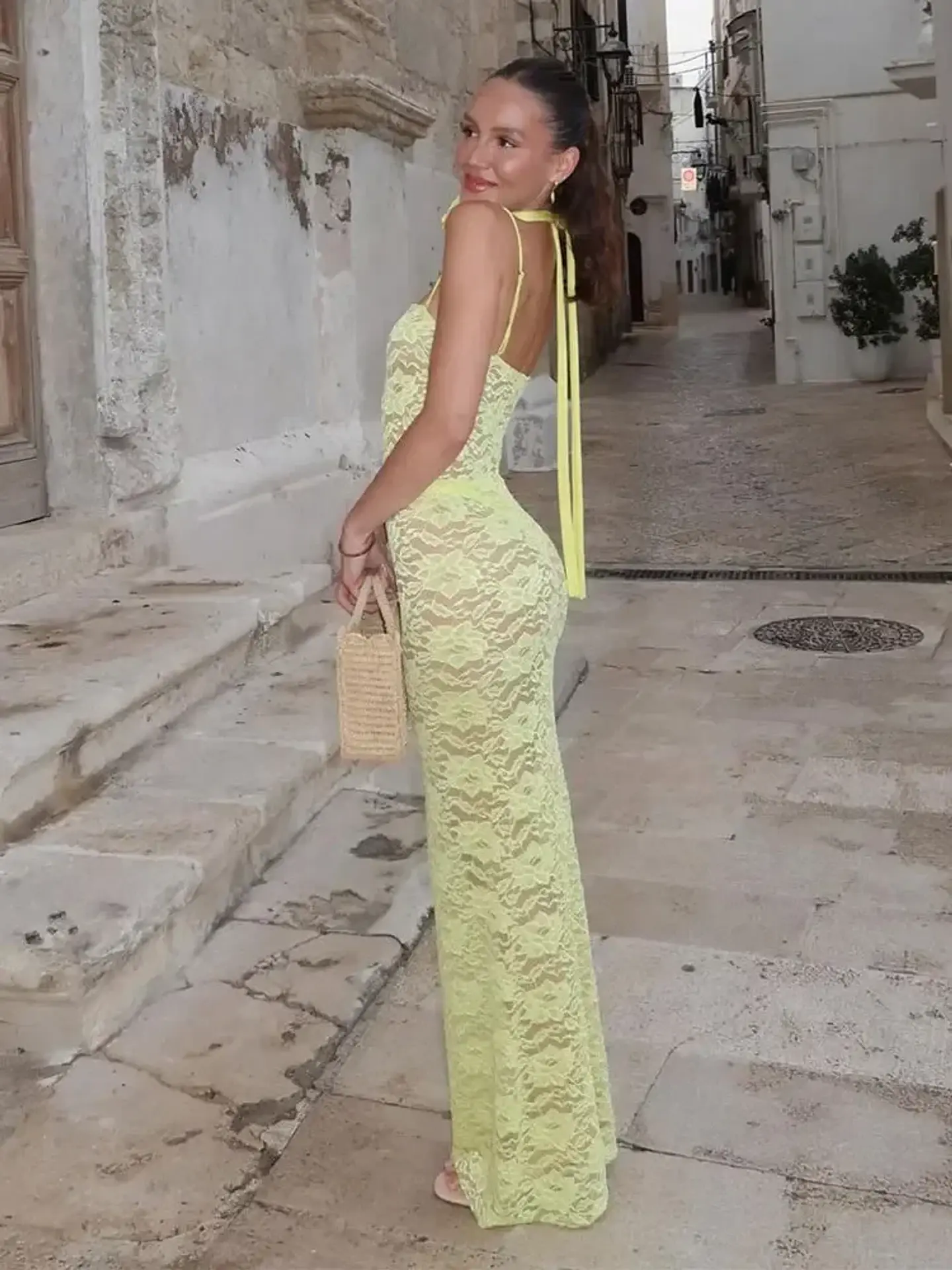 Elegant Lace Sexy See Through Sleeveless Beach Maxi Dress Summer Women 2026 Beachwear Bikini Cover-ups Pool Party Tunic A2627 2