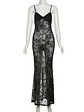 Weird Puss See Through Dress Women Backless Hollow Flower Print Patchwork Solid Sleeveless Sexy Midnight Clubwear Party Vestidos - thumbnail 6