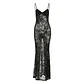 Weird Puss See Through Dress Women Backless Hollow Flower Print Patchwork Solid Sleeveless Sexy Midnight Clubwear Party Vestidos - thumbnail 8