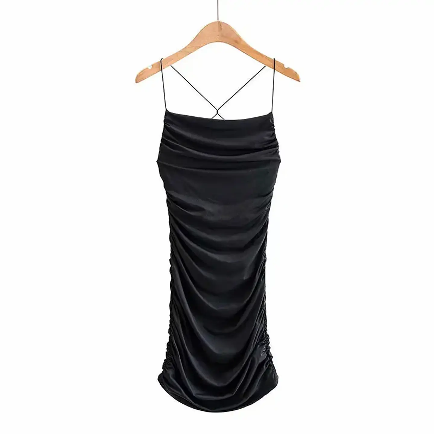 Sexy Backless Mini Dress Sleeveless Pleated Dress Black Fashion Summer Woman Club Tight Bodycon Dresses Sling 7