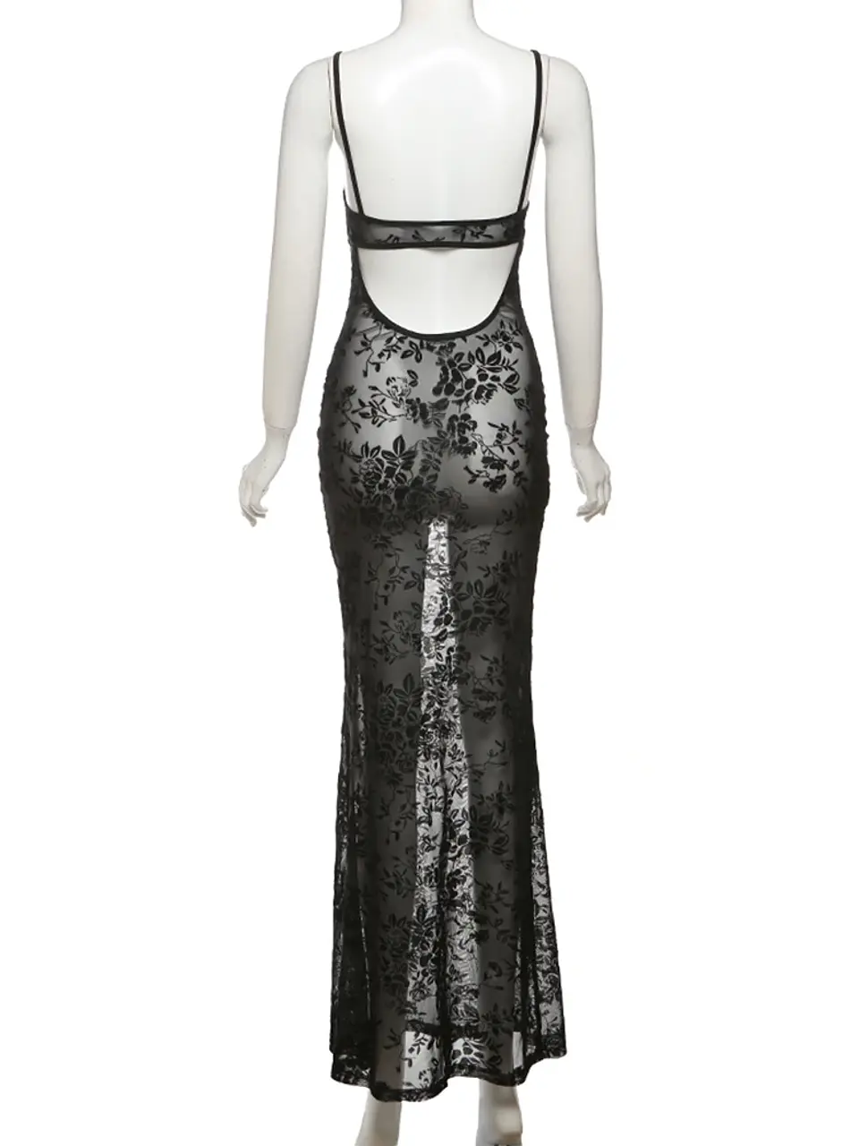 Weird Puss See Through Dress Women Backless Hollow Flower Print Patchwork Solid Sleeveless Sexy Midnight Clubwear Party Vestidos 10